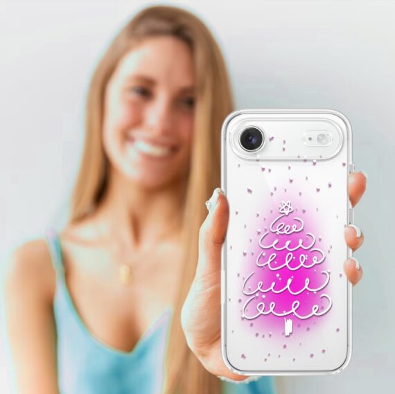 Etui do iPhone Air, malowana choinka na różowym świetle, przeźroczyste 17Air-4