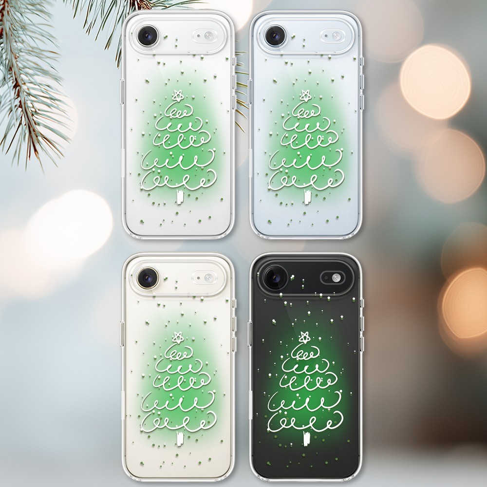 Etui do iPhone Air, malowana choinka na zielonym świetle, przeźroczyste 17Air-2