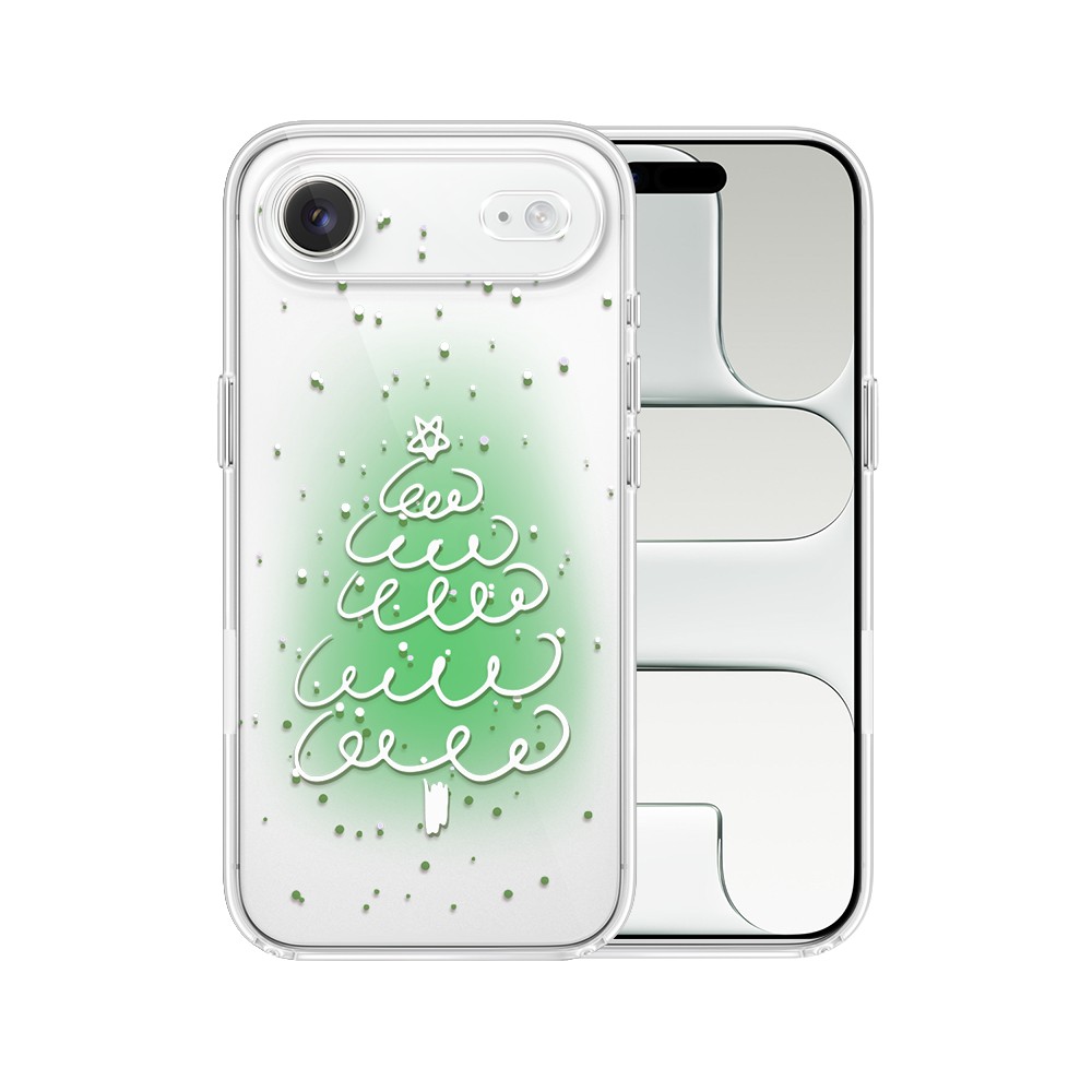 Etui do iPhone Air, malowana choinka na zielonym świetle, przeźroczyste