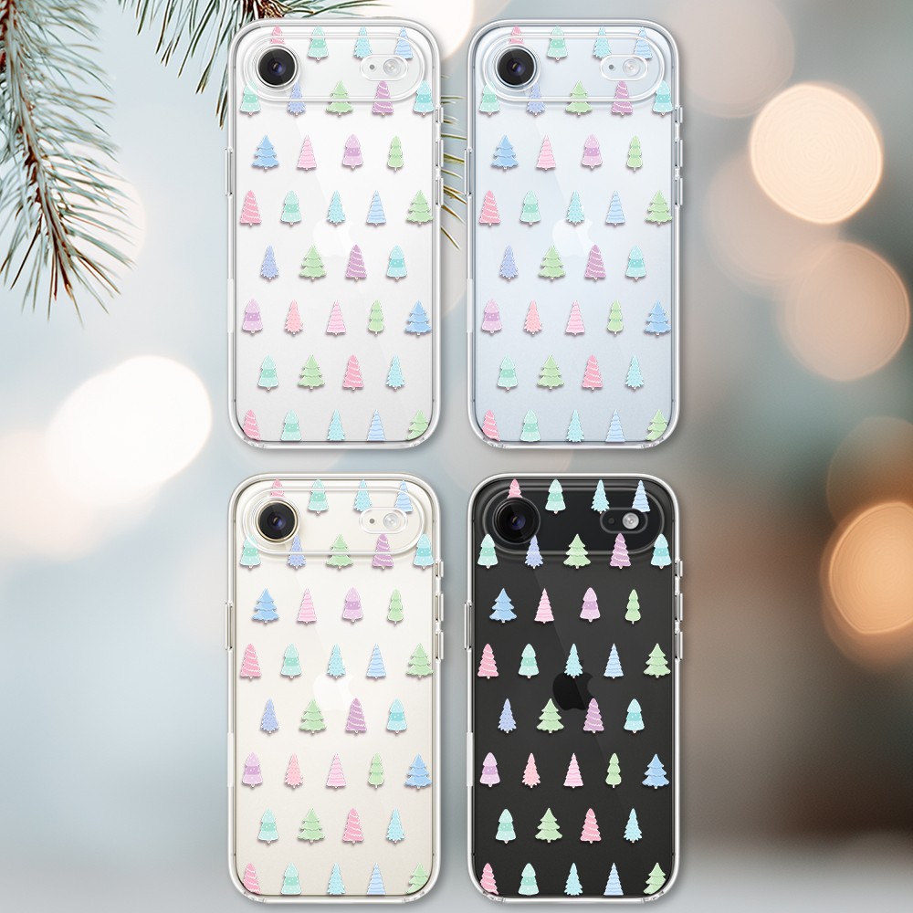 Etui do iPhone Air, pastelowe choinki, święta, przeźroczyste 17Air-2