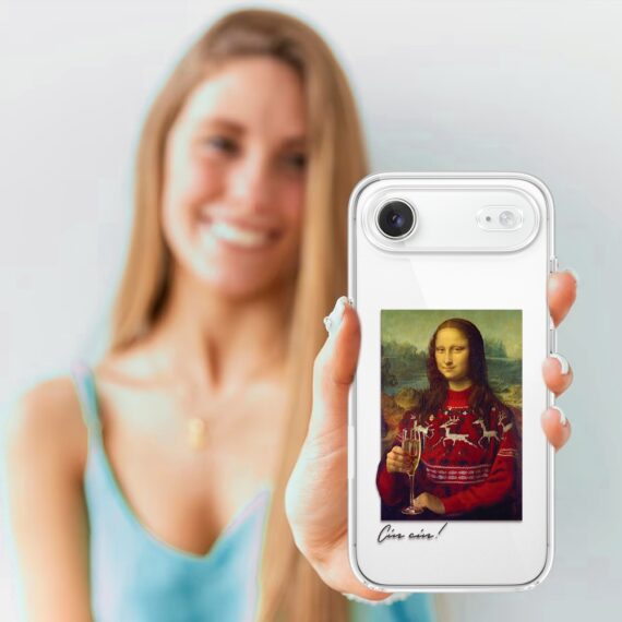 Etui do iPhone Air, świąteczna Mona Lisa z szampanem, przeźroczyste 17Air-4