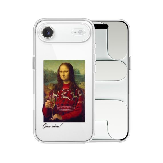 Etui do iPhone Air, świąteczna Mona Lisa z szampanem, przeźroczyste 17Air