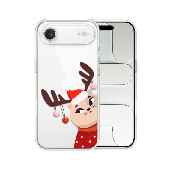 Etui do iPhone Air, świąteczny kotek przebrany za reniferka, przeźroczyste17Air