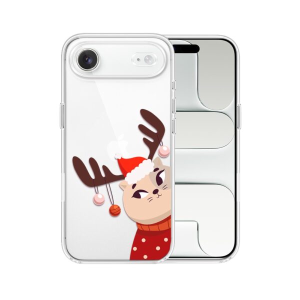Etui do iPhone Air, świąteczny kotek przebrany za reniferka, przeźroczyste