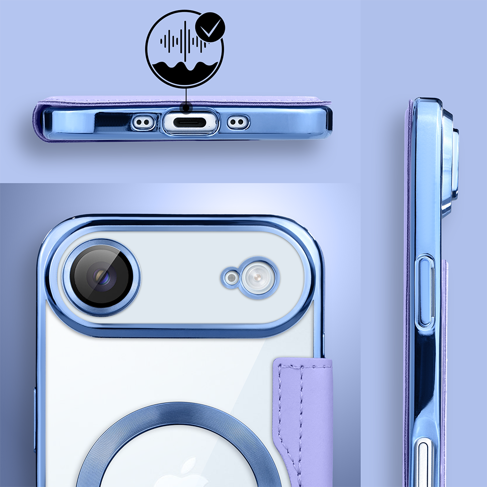 Etui do iPhone Air typu książka Book Magsafe Lens Protect, z klapką, błękitne (4)