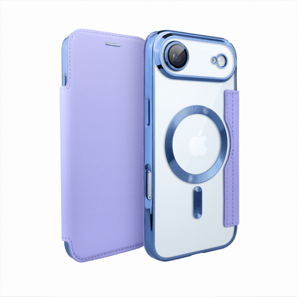 Etui do iPhone Air typu książka Book Magsafe Lens Protect, z klapką, błękitne