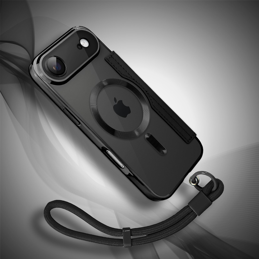 Etui do iPhone Air typu książka Book Magsafe Lens Protect, z klapką, czarne (1)