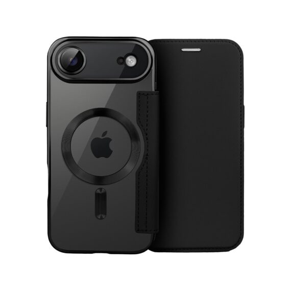 Etui do iPhone Air typu książka Book Magsafe Lens Protect, z klapką, czarne (2)