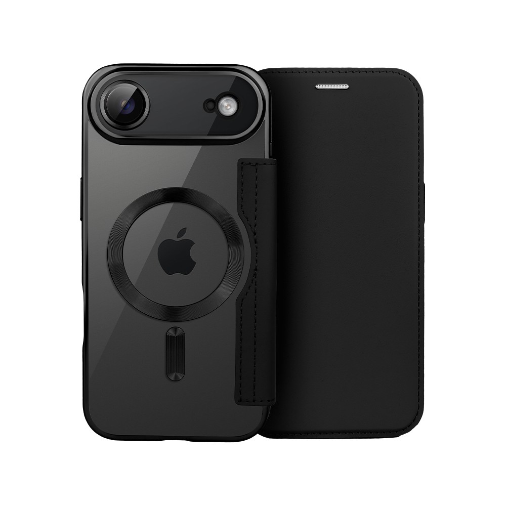Etui do iPhone Air typu książka Book Magsafe Lens Protect, z klapką, czarne (2)