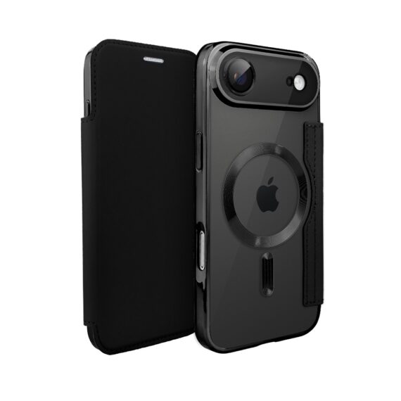 Etui do iPhone Air typu książka Book Magsafe Lens Protect, z klapką, czarne (3)