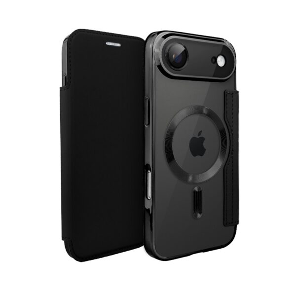 Etui do iPhone Air typu książka Book Magsafe Lens Protect, z klapką, czarne