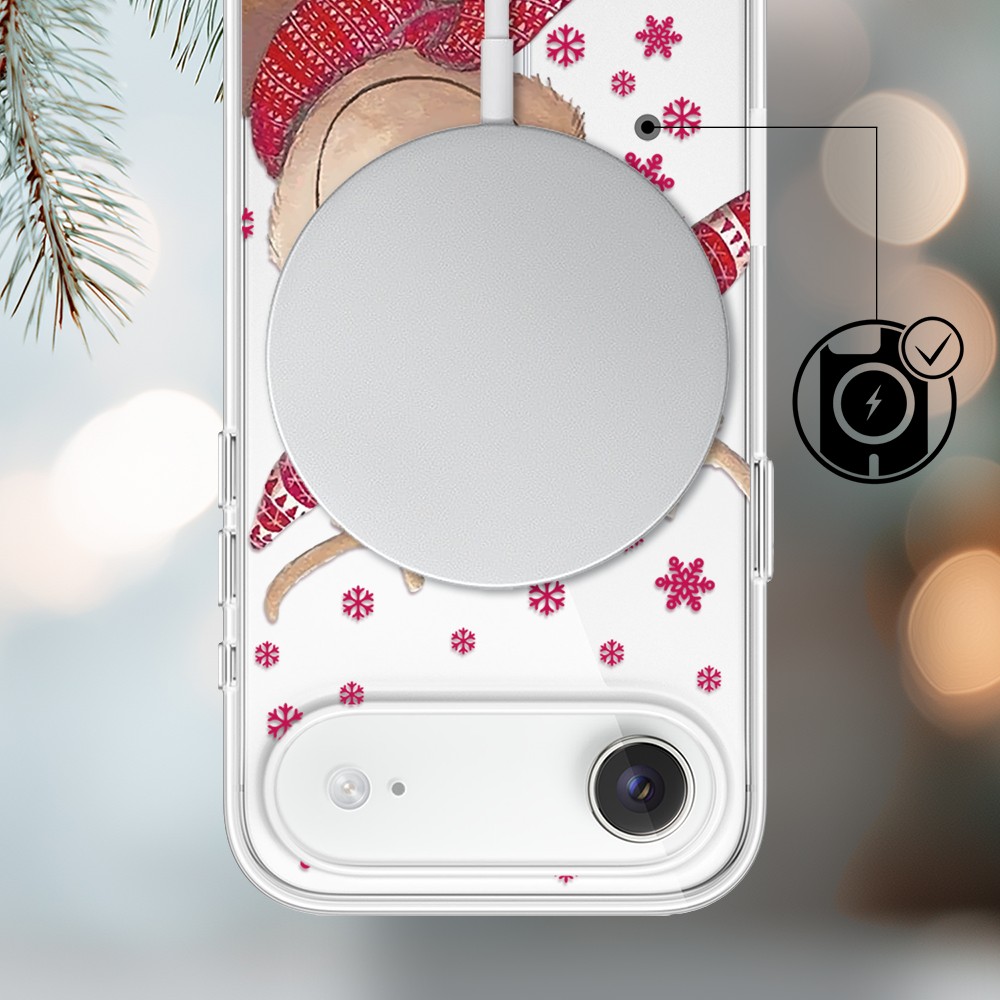 Etui do iPhone Air z MagSafe, Merry Christmas świąteczny nadruk, renifer, przeźroczyste3