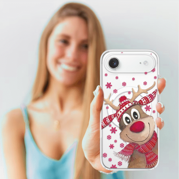 Etui do iPhone Air z MagSafe, Merry Christmas świąteczny nadruk, renifer, przeźroczyste4