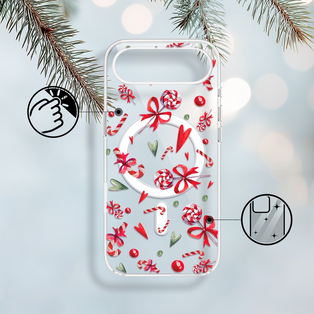 Etui do iPhone Air z MagSafe, cukierki świąteczne, przeźroczyste1
