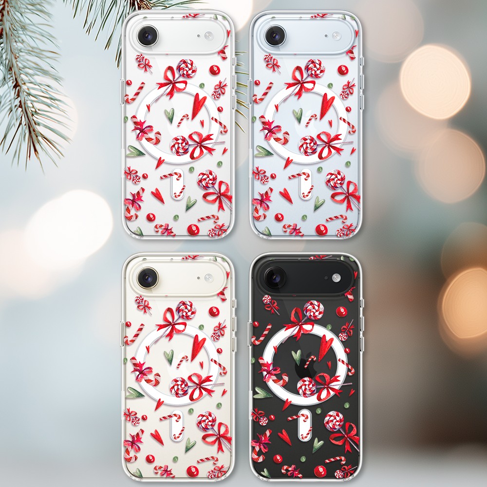 Etui do iPhone Air z MagSafe, cukierki świąteczne, przeźroczyste2