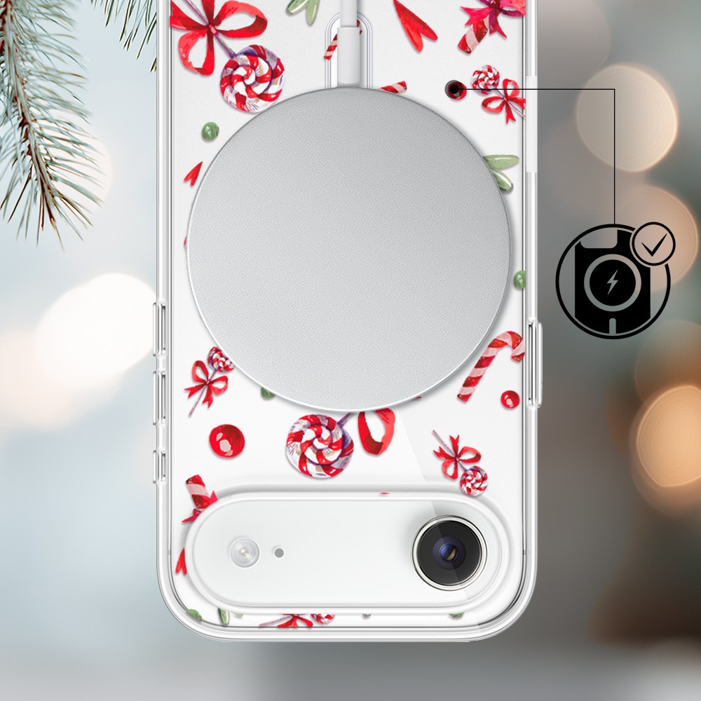 Etui do iPhone Air z MagSafe, cukierki świąteczne, przeźroczyste3