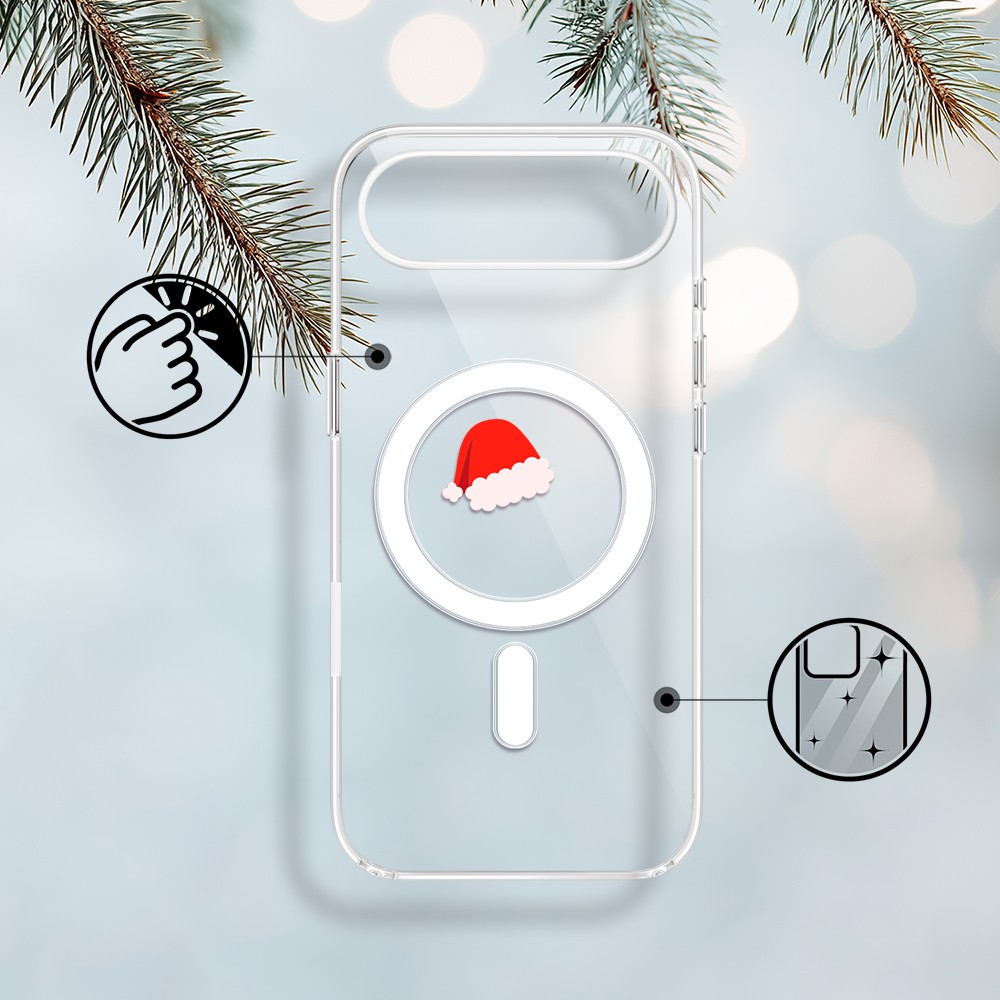 Etui do iPhone Air z MagSafe, czapka Mikołaja, przeźroczyste (2)