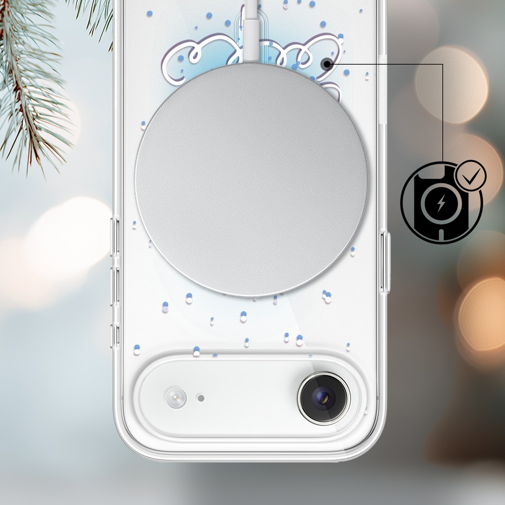 Etui do iPhone Air z MagSafe, malowana choinka na niebieskim świetle, przeźroczyste3