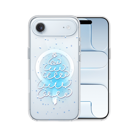 Etui do iPhone Air z MagSafe, malowana choinka na niebieskim świetle, przeźroczyste5