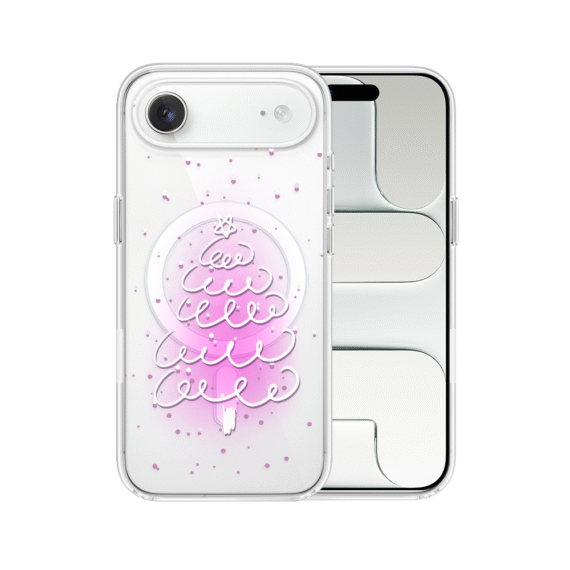 Etui do iPhone Air z MagSafe, malowana choinka na różowym świetle, przeźroczyste (1)