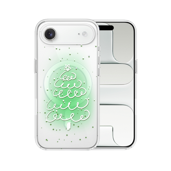 Etui do iPhone Air z MagSafe, malowana choinka na zielonym świetle, przeźroczyste (1)