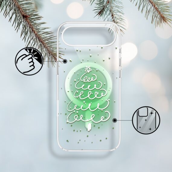 Etui do iPhone Air z MagSafe, malowana choinka na zielonym świetle, przeźroczyste (2)