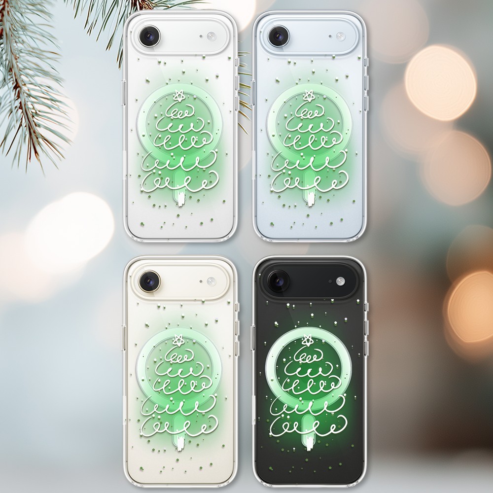 Etui do iPhone Air z MagSafe, malowana choinka na zielonym świetle, przeźroczyste (3)