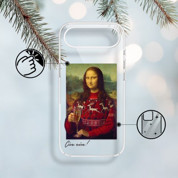 Etui do iPhone Air z MagSafe, świąteczna Mona Lisa z szampanem, przeźroczyste1