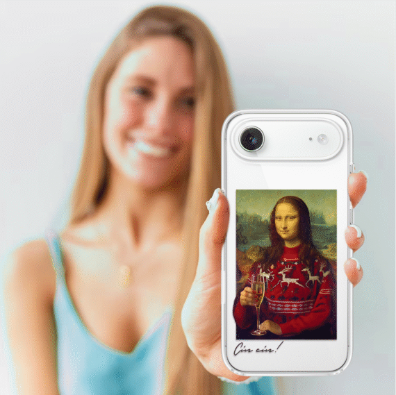 Etui do iPhone Air z MagSafe, świąteczna Mona Lisa z szampanem, przeźroczyste4