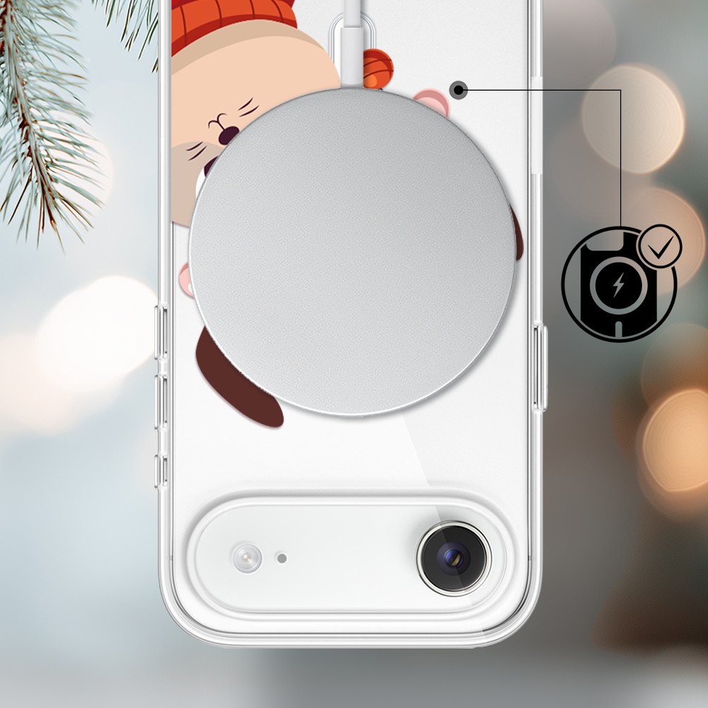 Etui do iPhone Air z MagSafe, świąteczny kotek przebrany za reniferka, przeźroczyste3