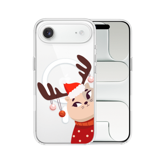Etui do iPhone Air z MagSafe, świąteczny kotek przebrany za reniferka, przeźroczyste5