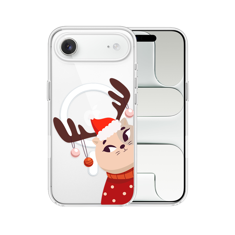 Etui do iPhone Air z MagSafe, świąteczny kotek przebrany za reniferka, przeźroczyste