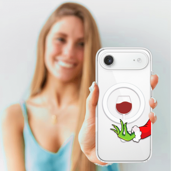 Etui do iPhone Air z MagSafe, zielony psotnik z lampką wina, przeźroczyste4