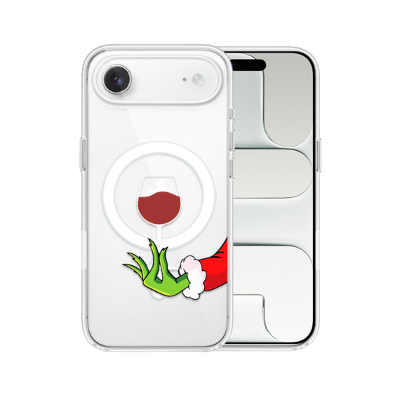 Etui do iPhone Air z MagSafe, zielony psotnik z lampką wina, przeźroczyste5