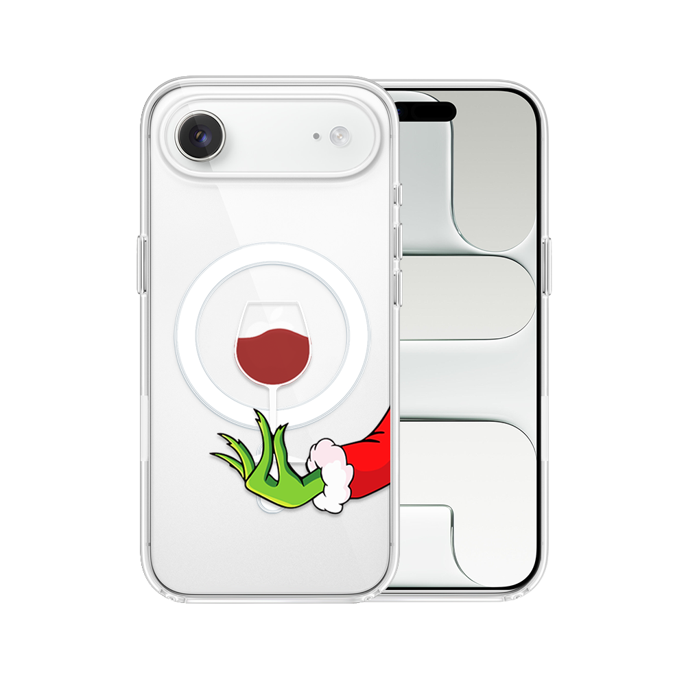Etui do iPhone Air z MagSafe, zielony psotnik z lampką wina, przeźroczyste