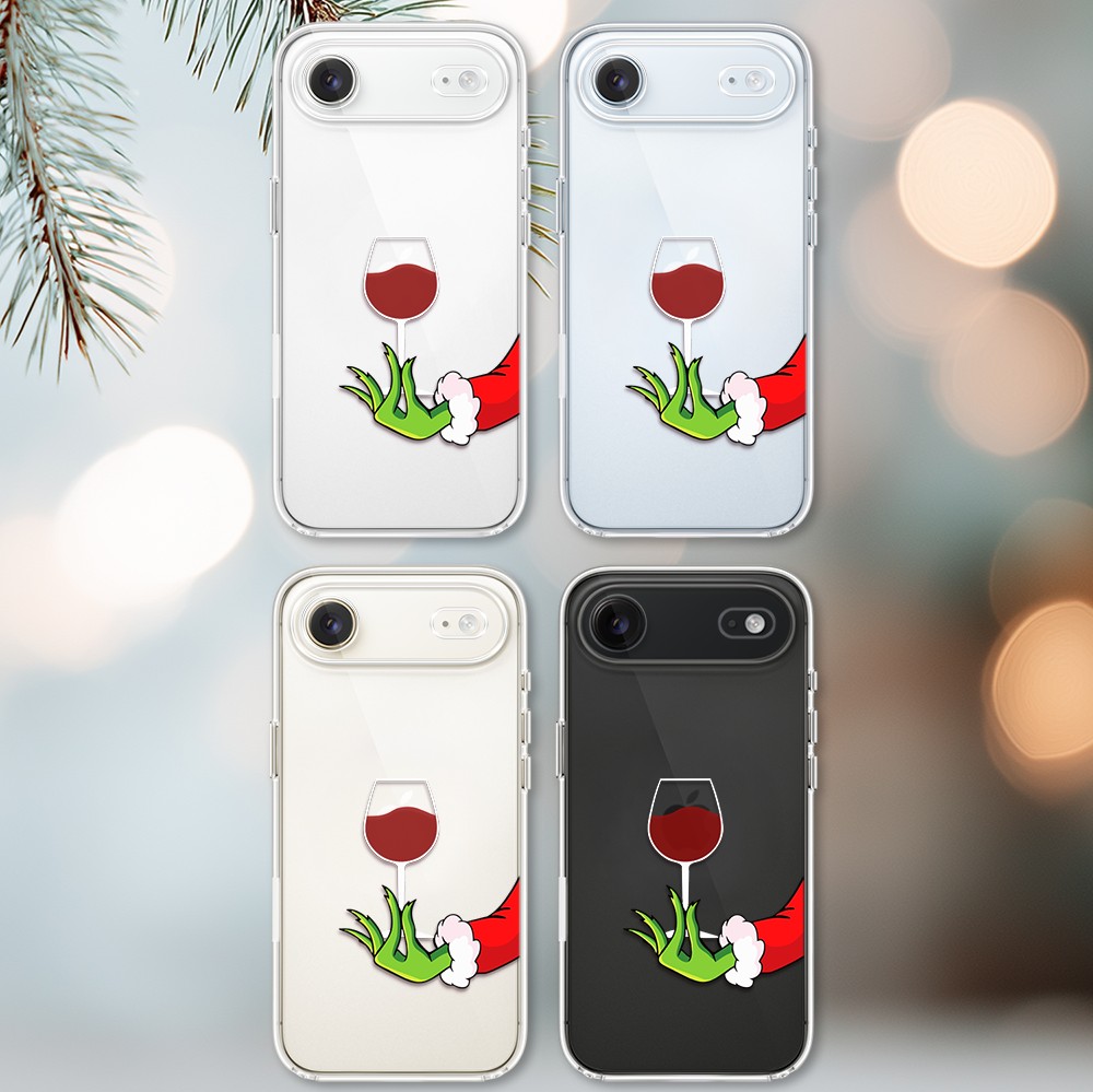 Etui do iPhone Air, zielony psotnik z lampką wina, przeźroczyste 17Air-2