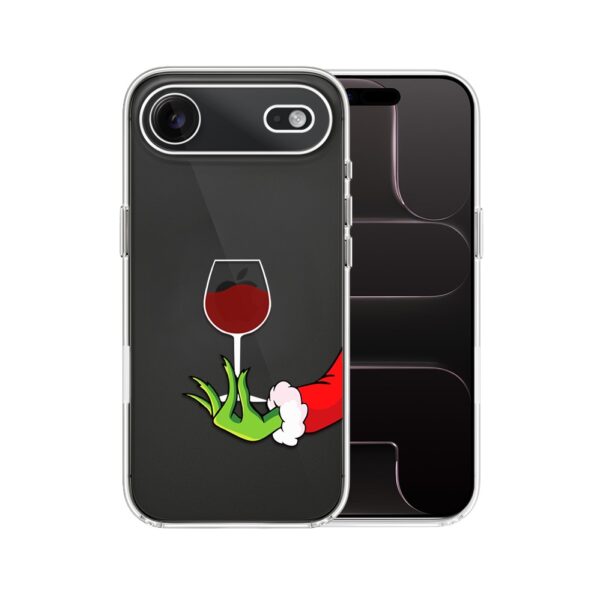 Etui do iPhone Air, zielony psotnik z lampką wina, przeźroczyste