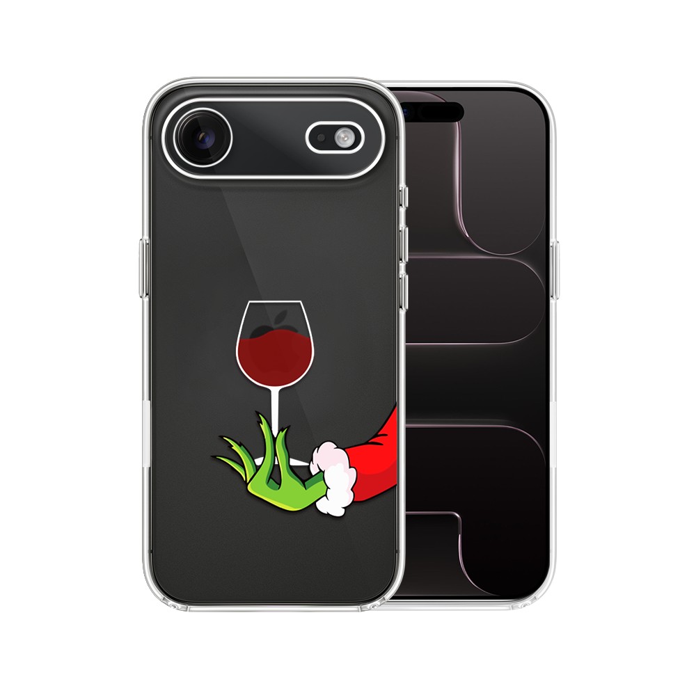 Etui do iPhone Air, zielony psotnik z lampką wina, przeźroczyste