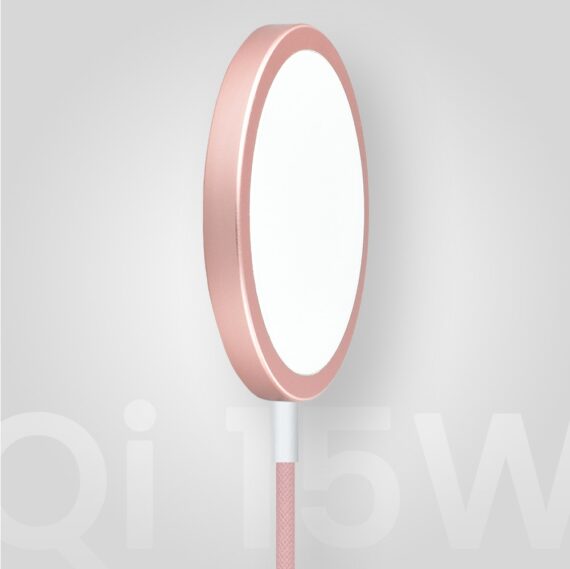 Ładowarka magnetyczna do MagSafe iPhone 17:16:15:14:13:12 (Mini:Plus:Pro:Pro Max) Qi 15W, różowa Artboard 3