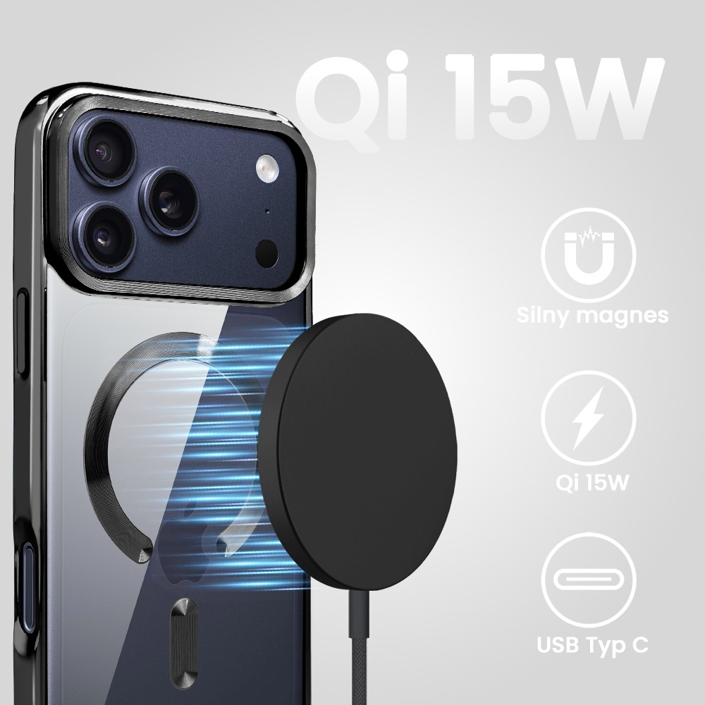 Ładowarka magnetyczna do MagSafe iPhone indukcyjna Qi 15W, czarnaArtboard 17