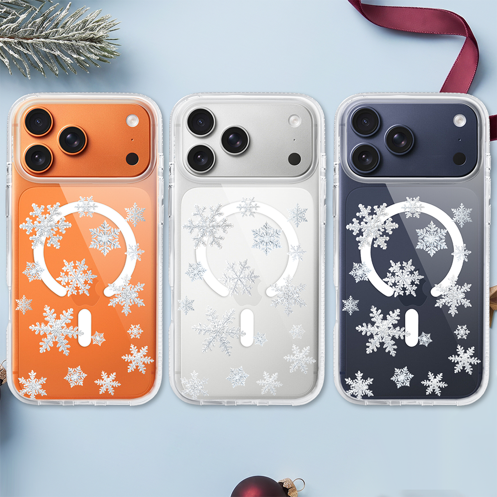 Prywatne: Etui do iPhone 17 Pro z MagSafe, Zimowa Magia, Delikatne płatki śniegu, przeźroczyste 17 Pro i Pro Max 3 etui do iphone 17 pro z magsafe, zimowa magia, delikatne płatki śniegu, przeźroczyste