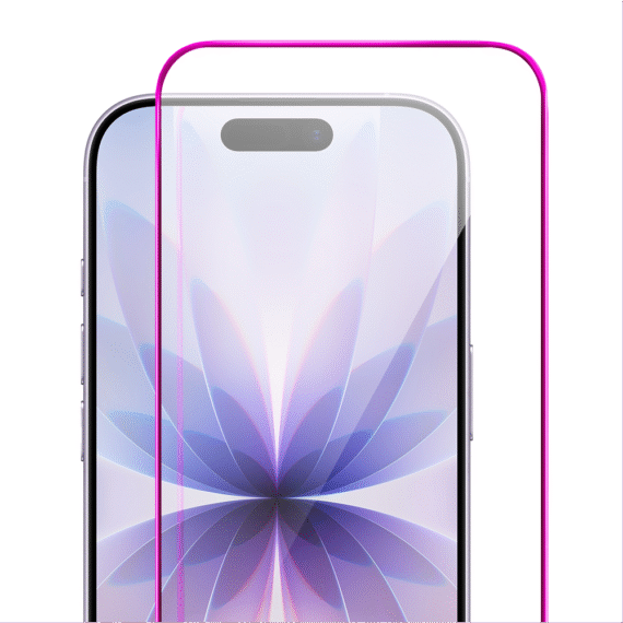 Szkło hartowane 9H do iPhone 17, twarde wzmocnione z metalizowaną różową ramką (3)