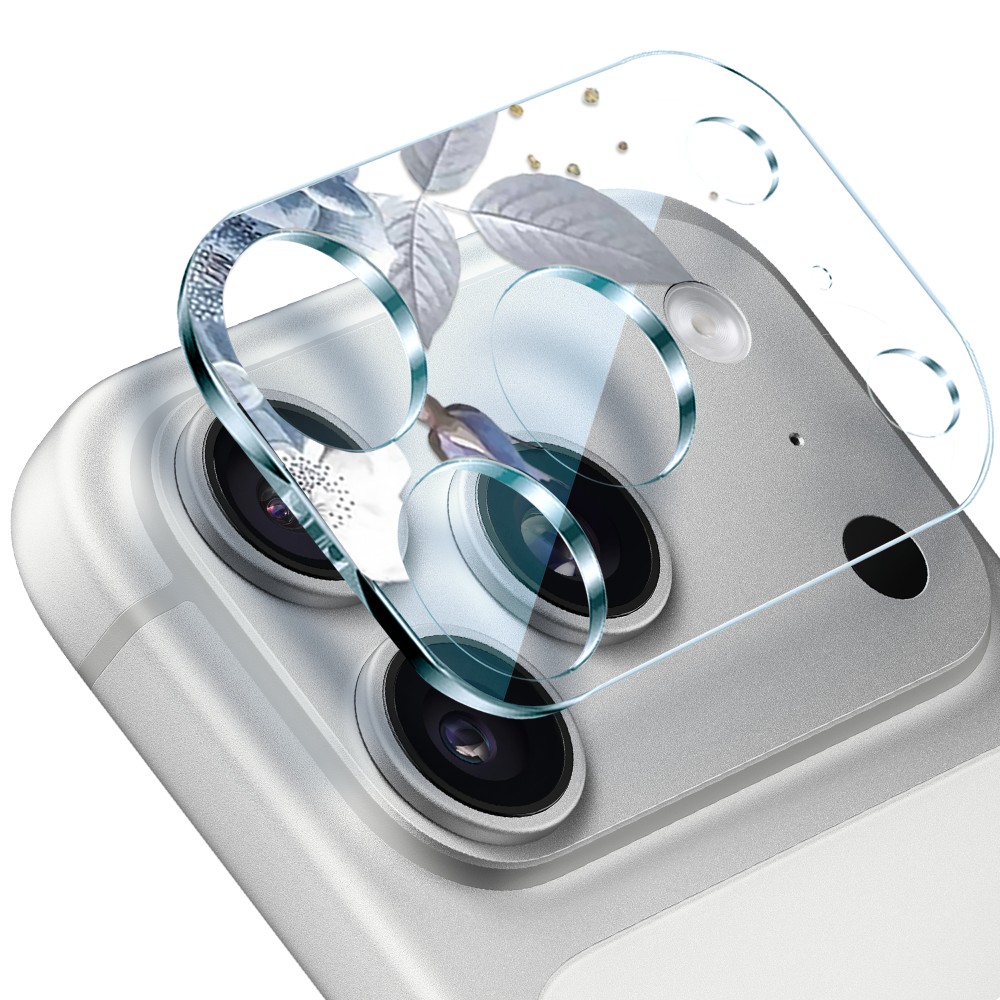 Zestaw etui do iPhone 17 Pro, szkło na aparat, power bank, niebieskie kwiaty4