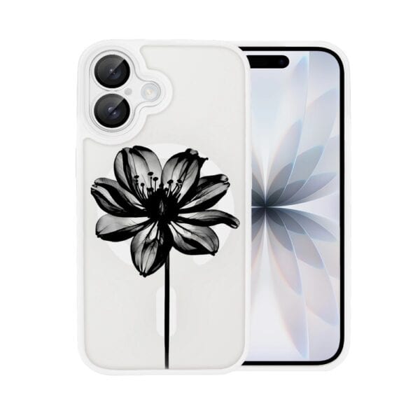 Etui do iPhone 17 Color Flush z MagSafe, z osłoną aparatu, czarny kwiat, białe