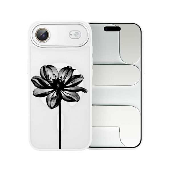 Etui do iPhone Air Color Flush z MagSafe, z osłoną aparatu, czarny kwiat, białe
