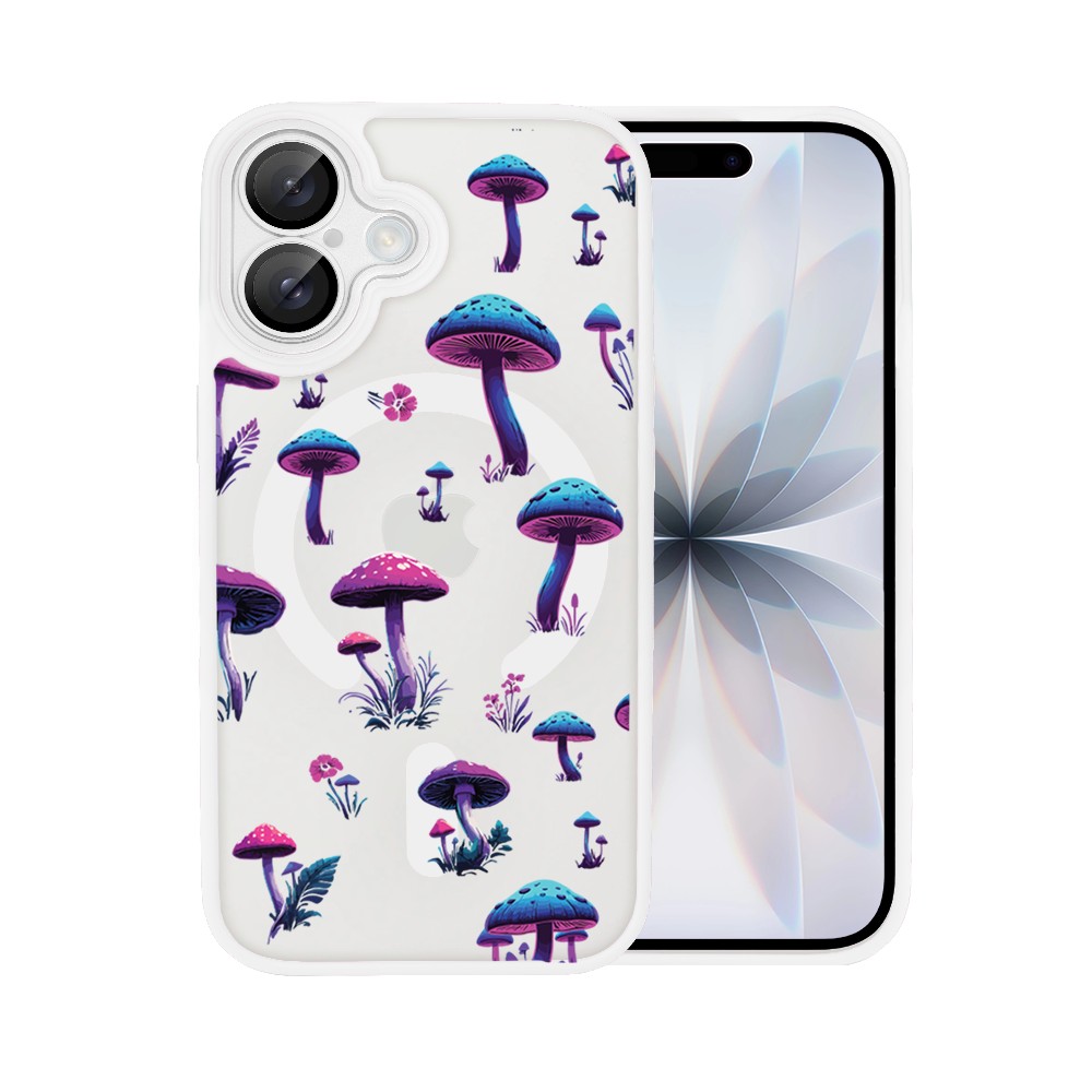 Etui do iPhone 17 Color Flush z MagSafe, z osłoną aparatu, magiczne grzybki, białe