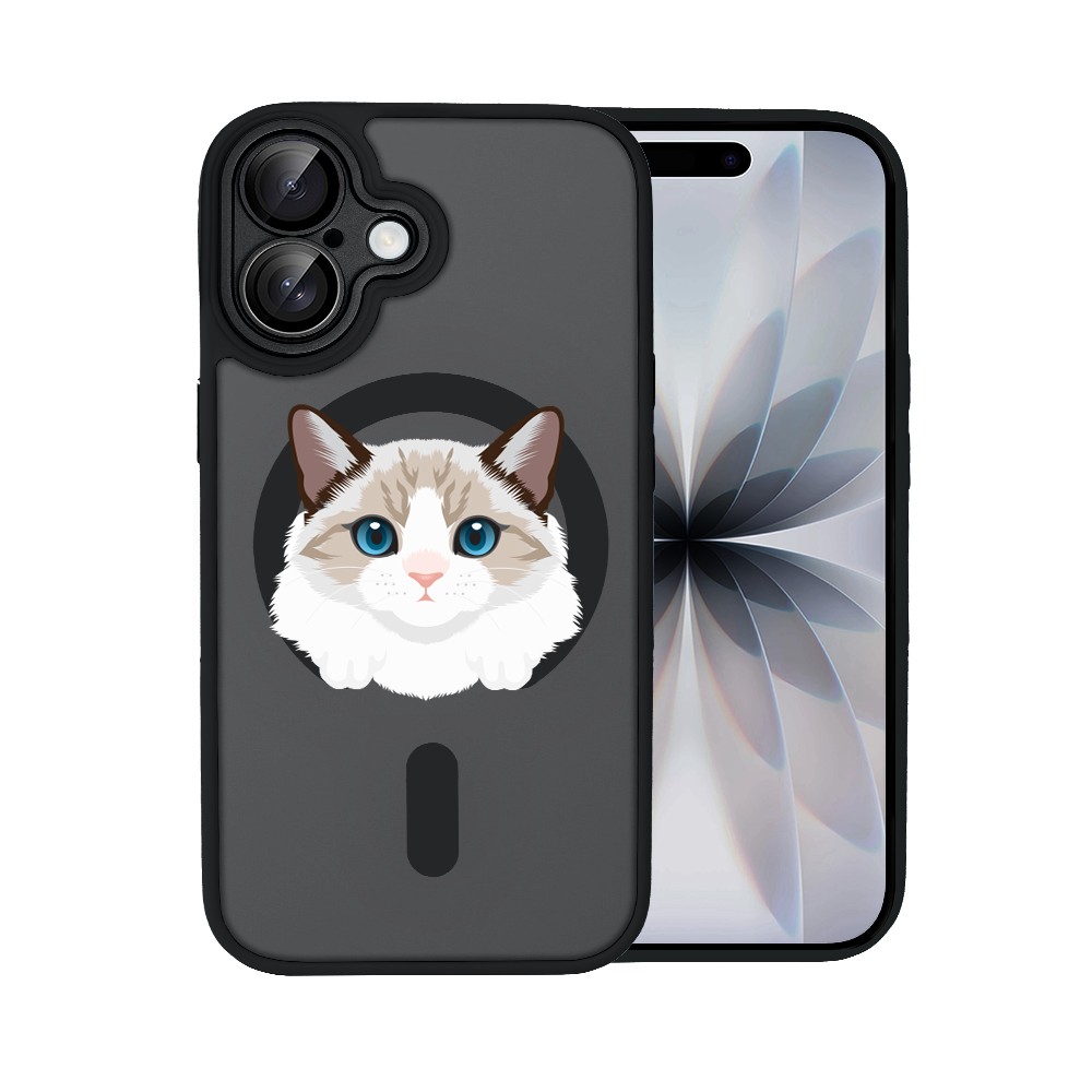 Etui do iPhone 17 Color Flush z MagSafe, z osłoną aparatu, kot birmański, czarne