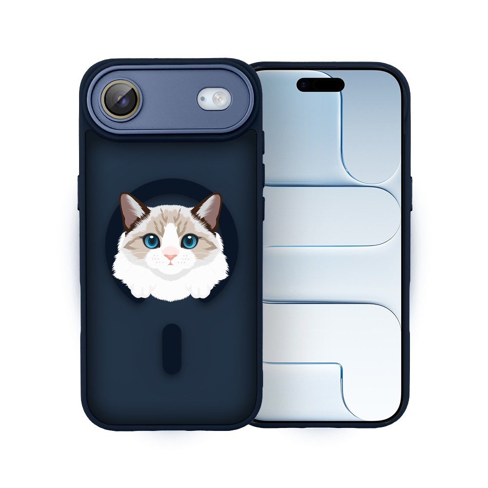 Etui do iPhone Air Color Flush z MagSafe, z osłoną aparatu, kot birmański, granatowe