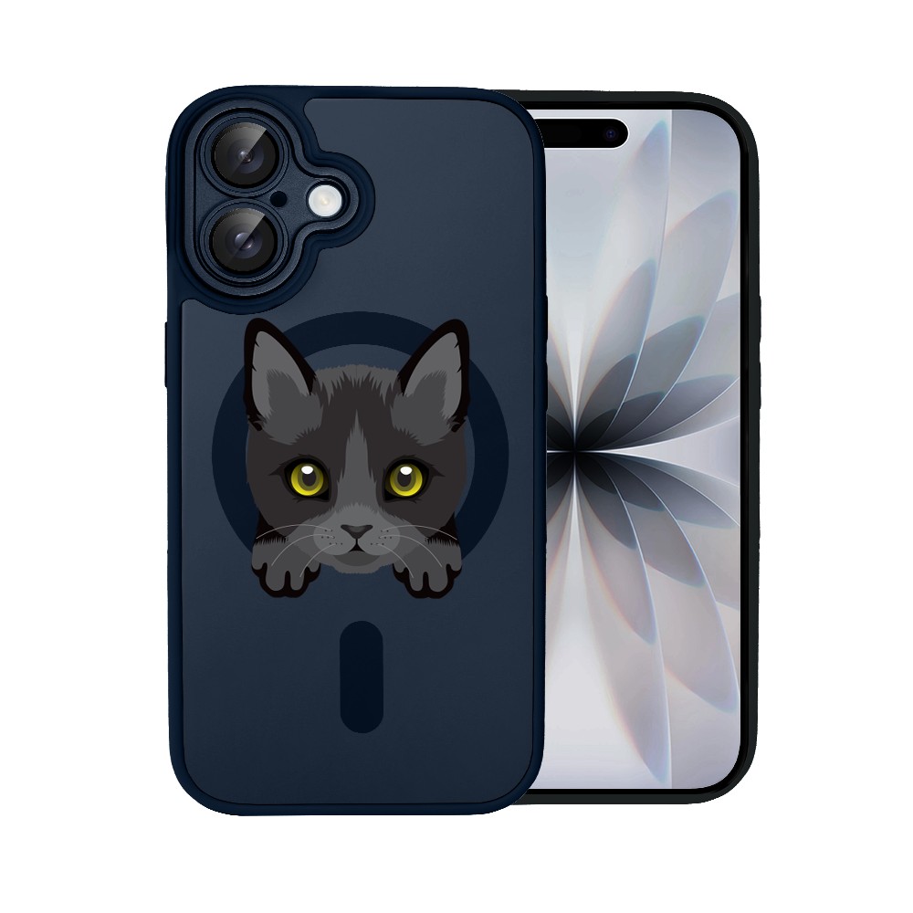 Etui do iPhone 17 Color Flush z MagSafe, z osłoną aparatu, kot bombajski, granatowe