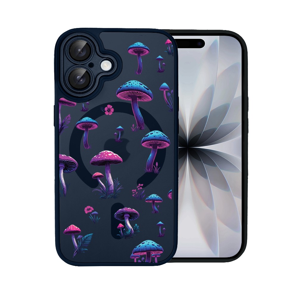 Etui do iPhone 17 Color Flush z MagSafe, z osłoną aparatu, magiczne grzybki, granatowe